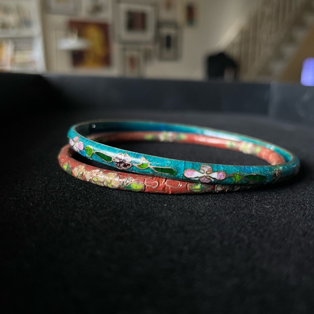Floral Enamel Bangle Set